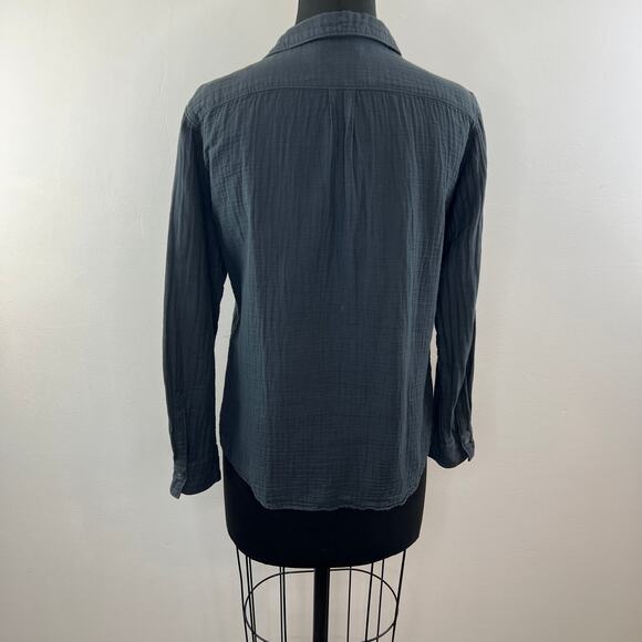 HARTFORD ALTERNATIVE CLASSICS Gray Cotton Gauze Button Down Long Sleeve Shirt 2 - Picture 5 of 8